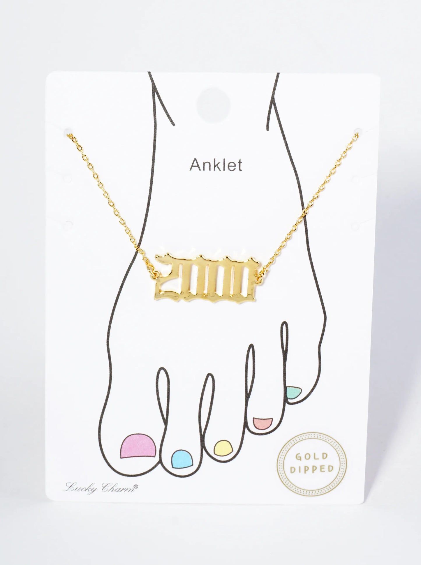 18K Gold Dipped 2000 Birth Year Brass Chain Anklet