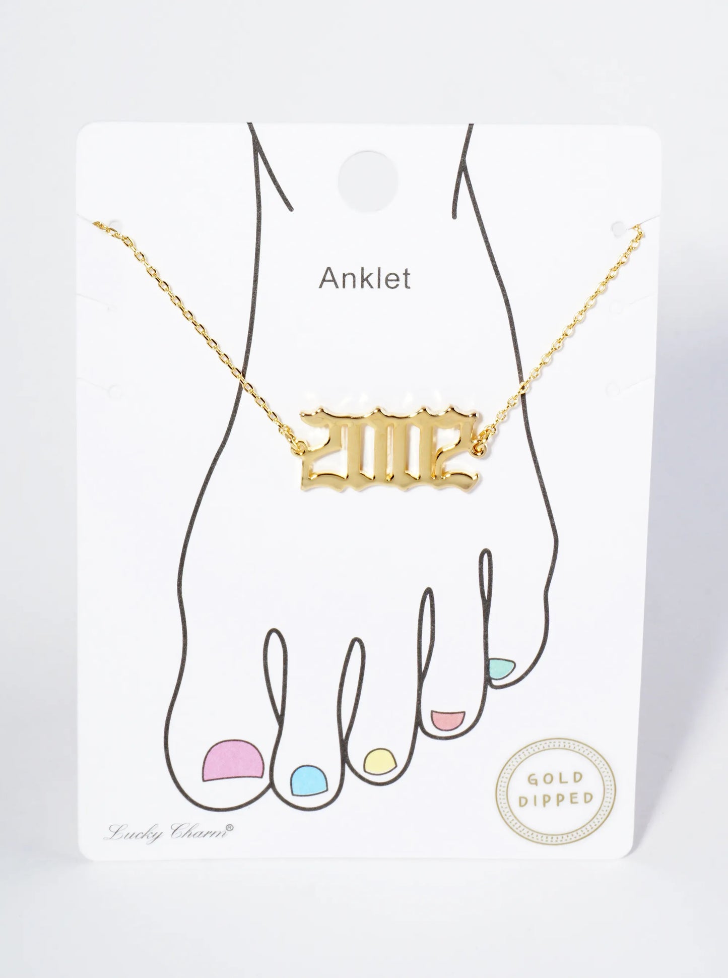 18K Gold Dipped 2002 Birth Year Brass Chain Anklet