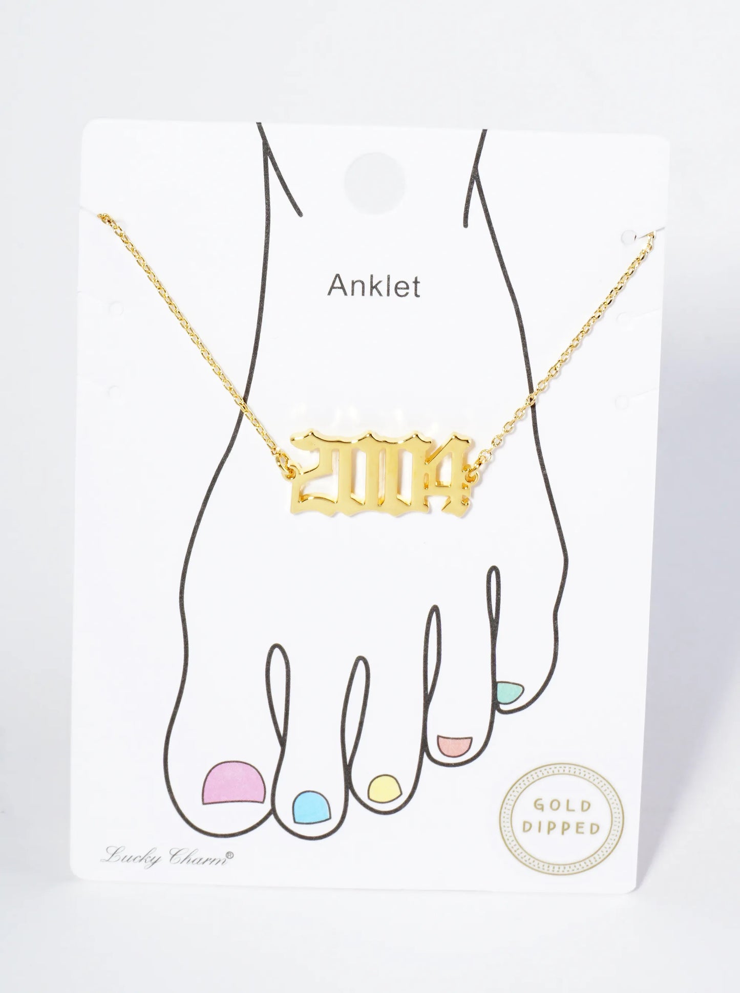 18K Gold Dipped 2004 Birth Year Brass Chain Anklet
