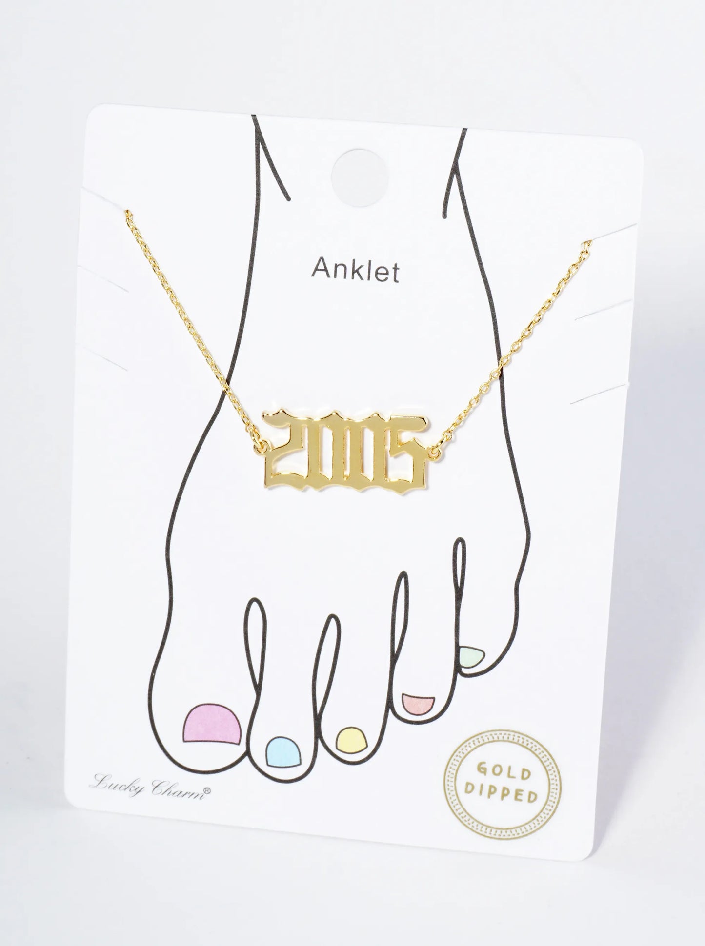 18K Gold Dipped 2005 Birth Year Brass Chain Anklet