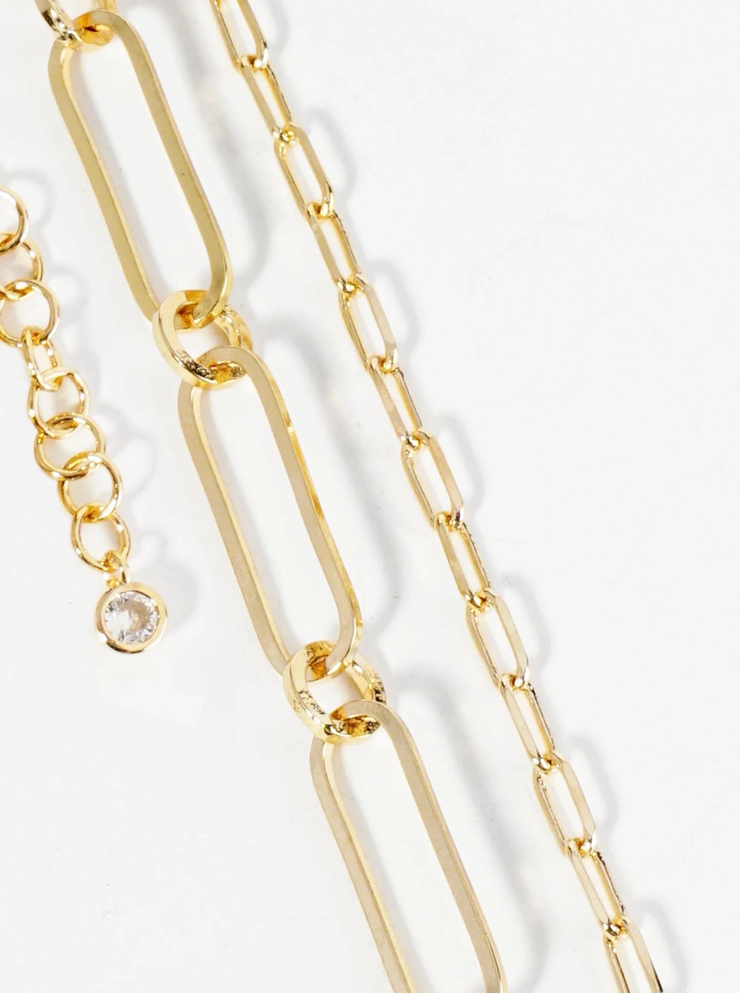 18K Gold Dipped 20mm 6mm Brass Layered Link Chain Anklet