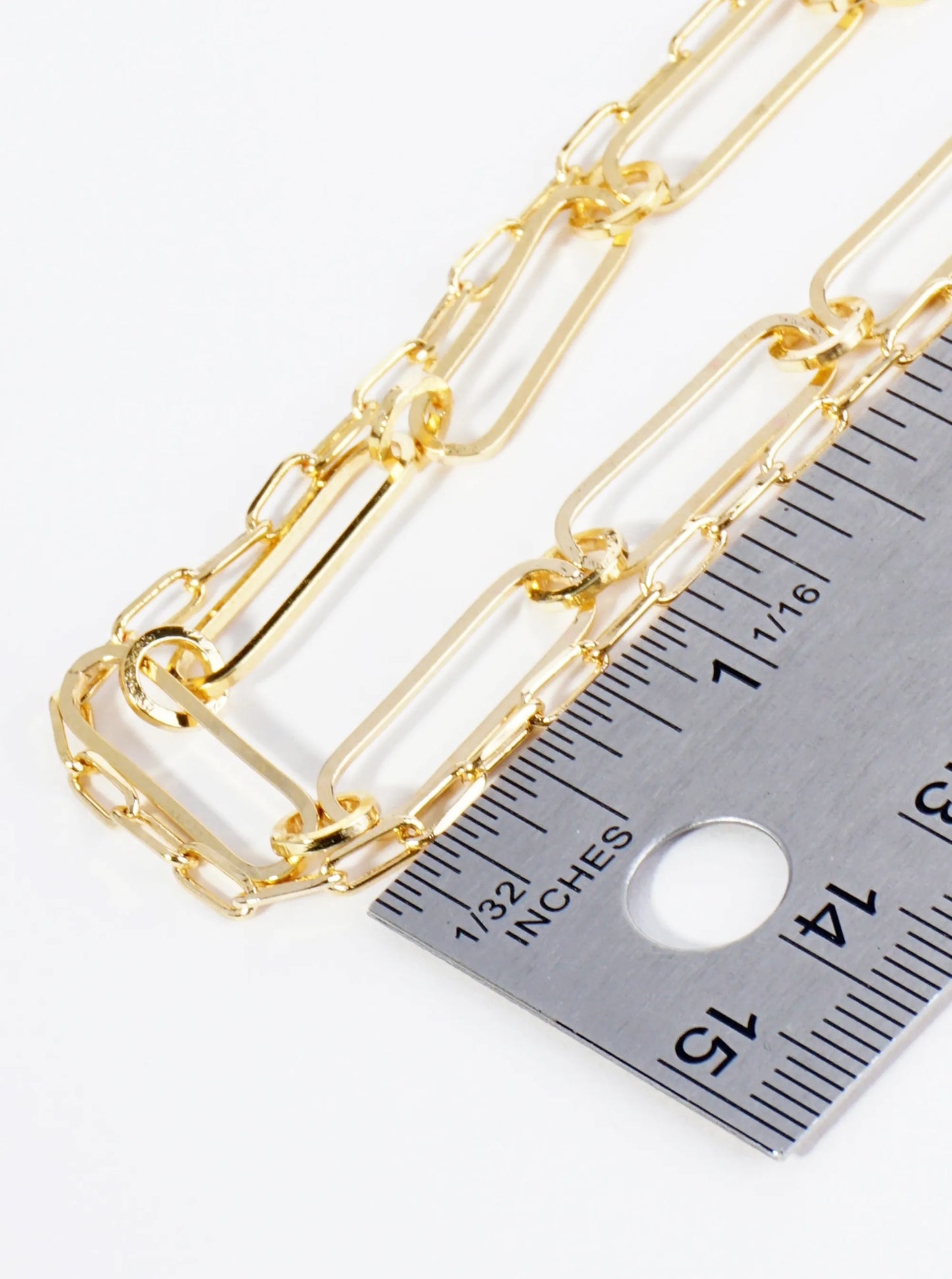 18K Gold Dipped 20mm 6mm Brass Layered Link Chain Anklet