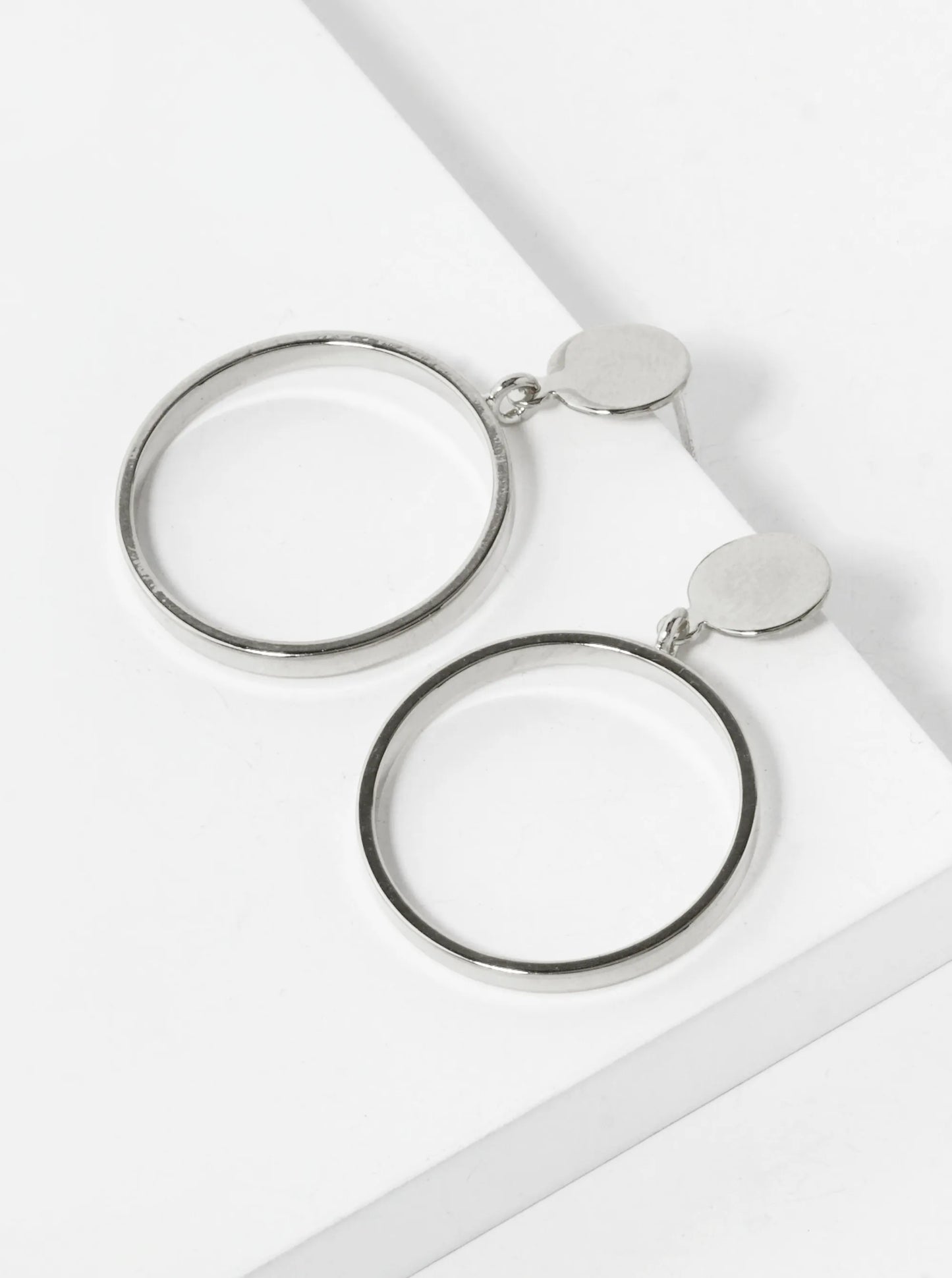 18K Gold Dipped 20mm Brass Circle Drop Sterling Silver Post Dangle Earrings