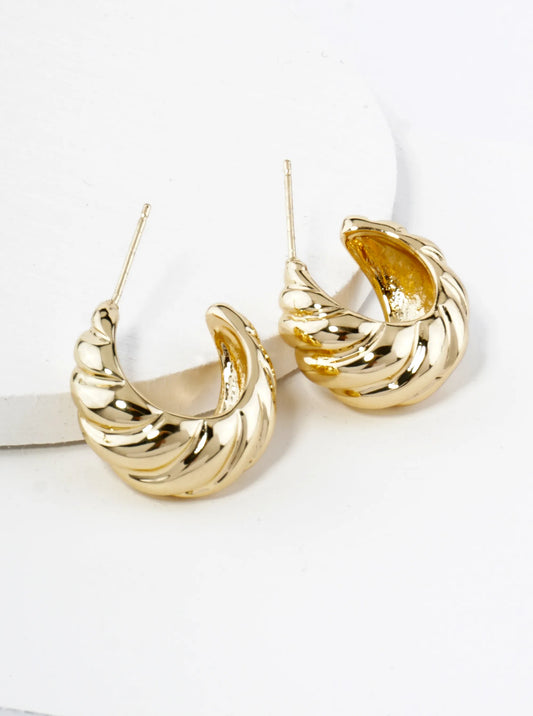 18K Gold Dipped 20mm Brass Croissant Hoop Earrings