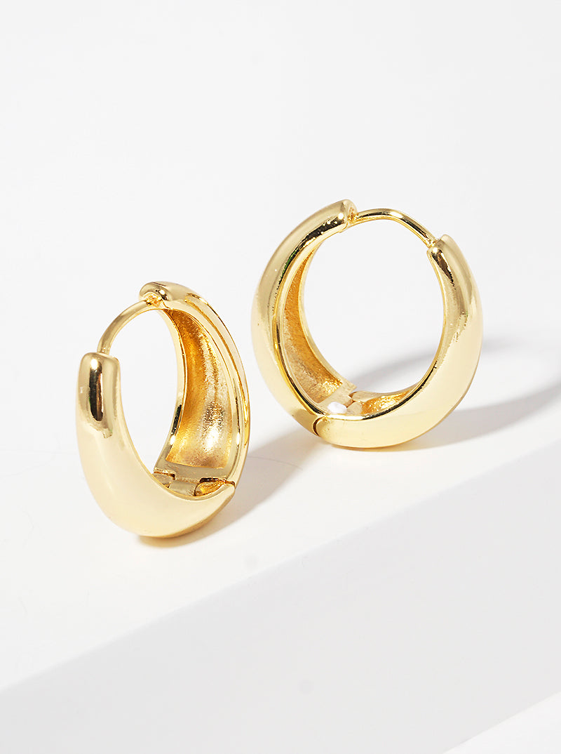 18K Gold Dipped 20mm Brass Huggie Hoop Earrings