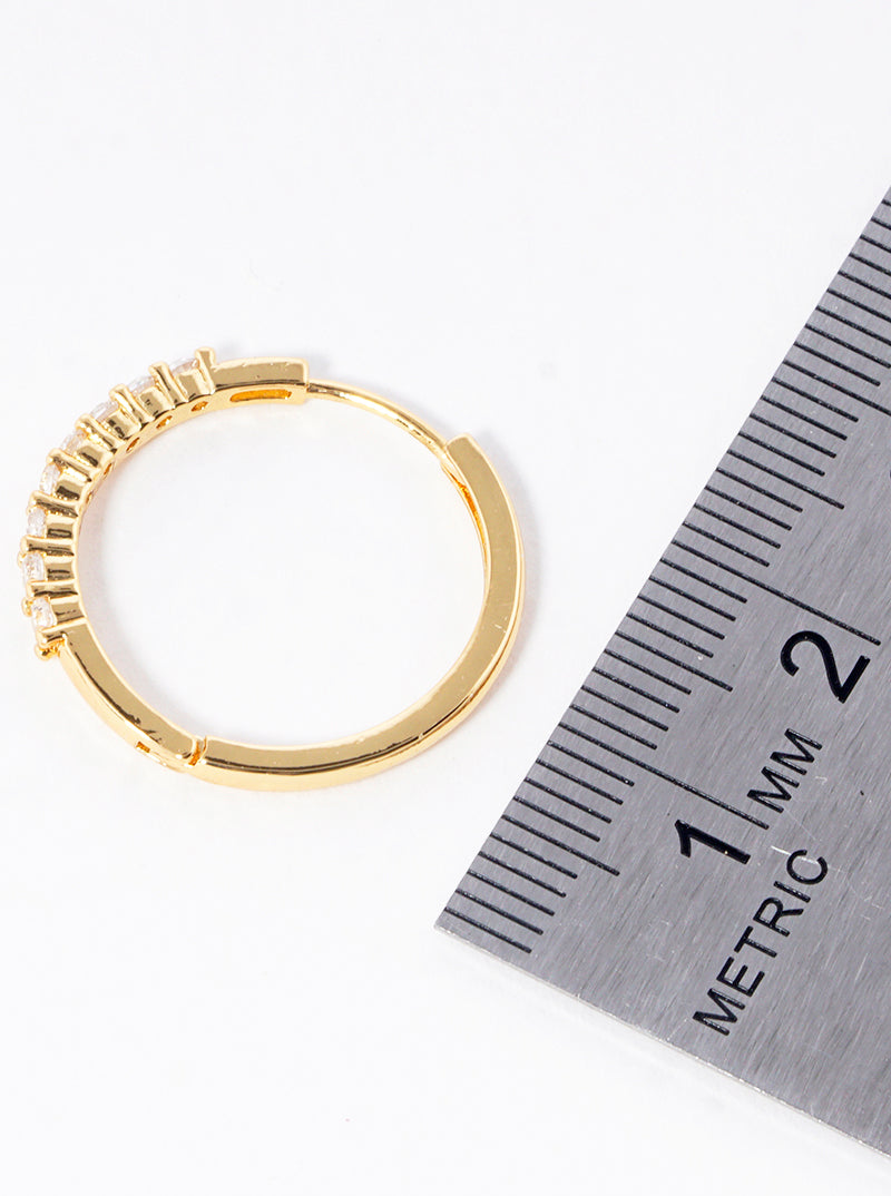 18K Gold Dipped 20mm CZ Pave Huggie Hoop Earrings