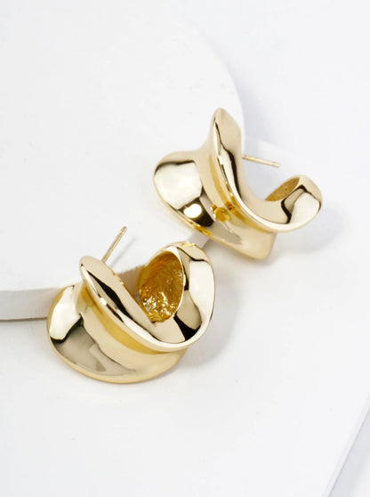 18K Gold Dipped 20mm Chunky Organic Tapered Hoop Earrings