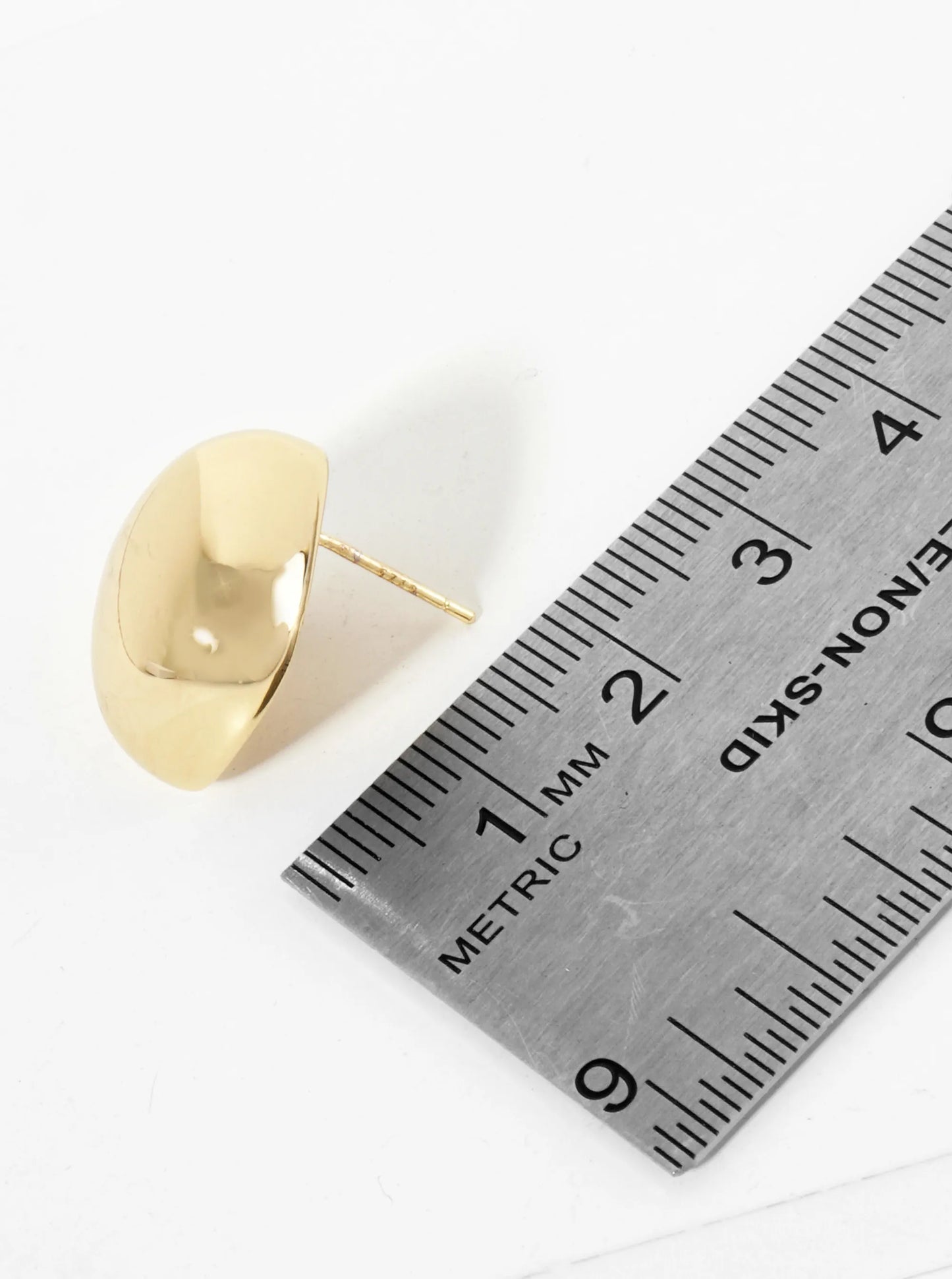 18K Gold Dipped 20mm Diamond Shape Button Stud Earrings