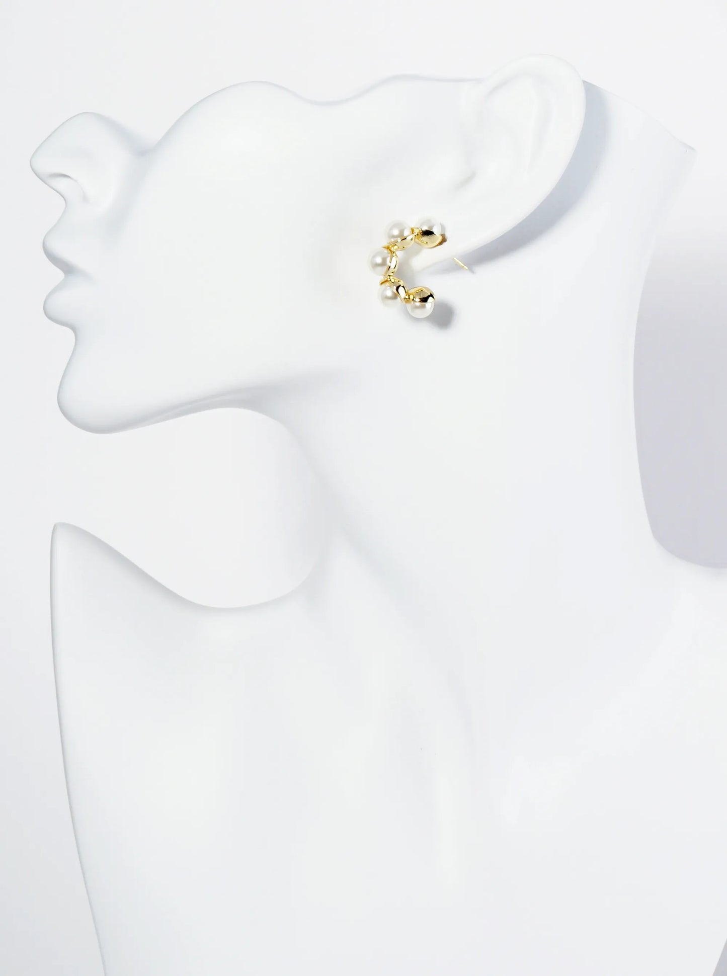 18K Gold Dipped 20mm Pearl Beaded Hoop Earrings