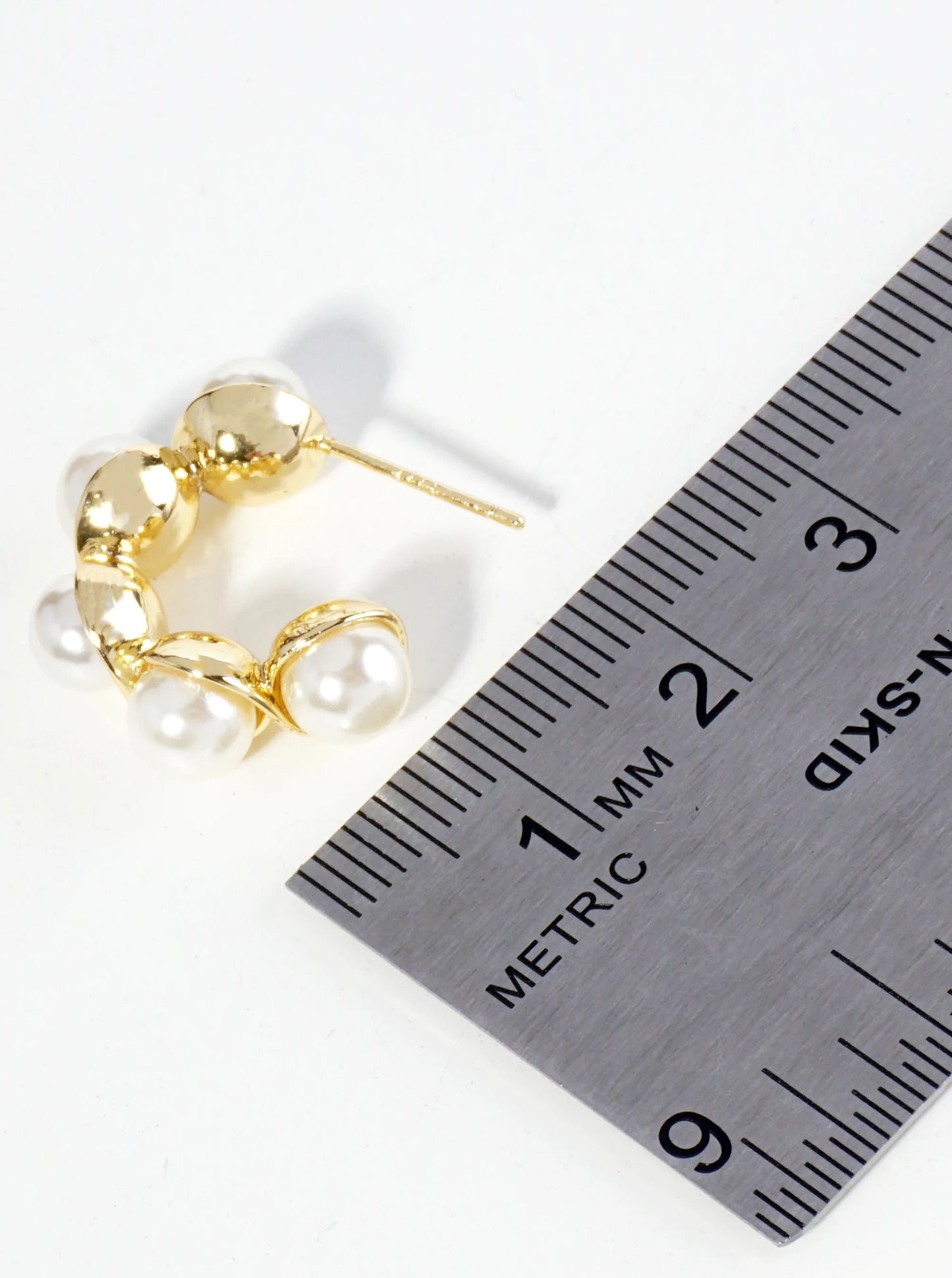 18K Gold Dipped 20mm Pearl Beaded Hoop Earrings