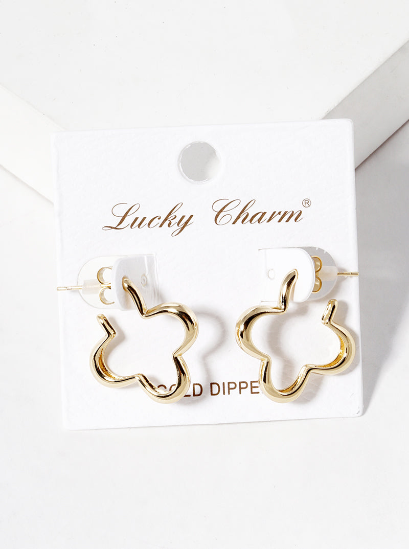 18K Gold Dipped 20mm Quatrefoil Open Hoop Earrings