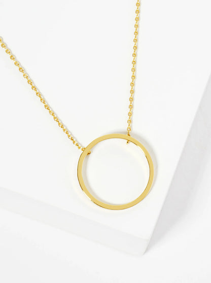 18K Gold Dipped 20mm Wire Circle Pendant Necklace