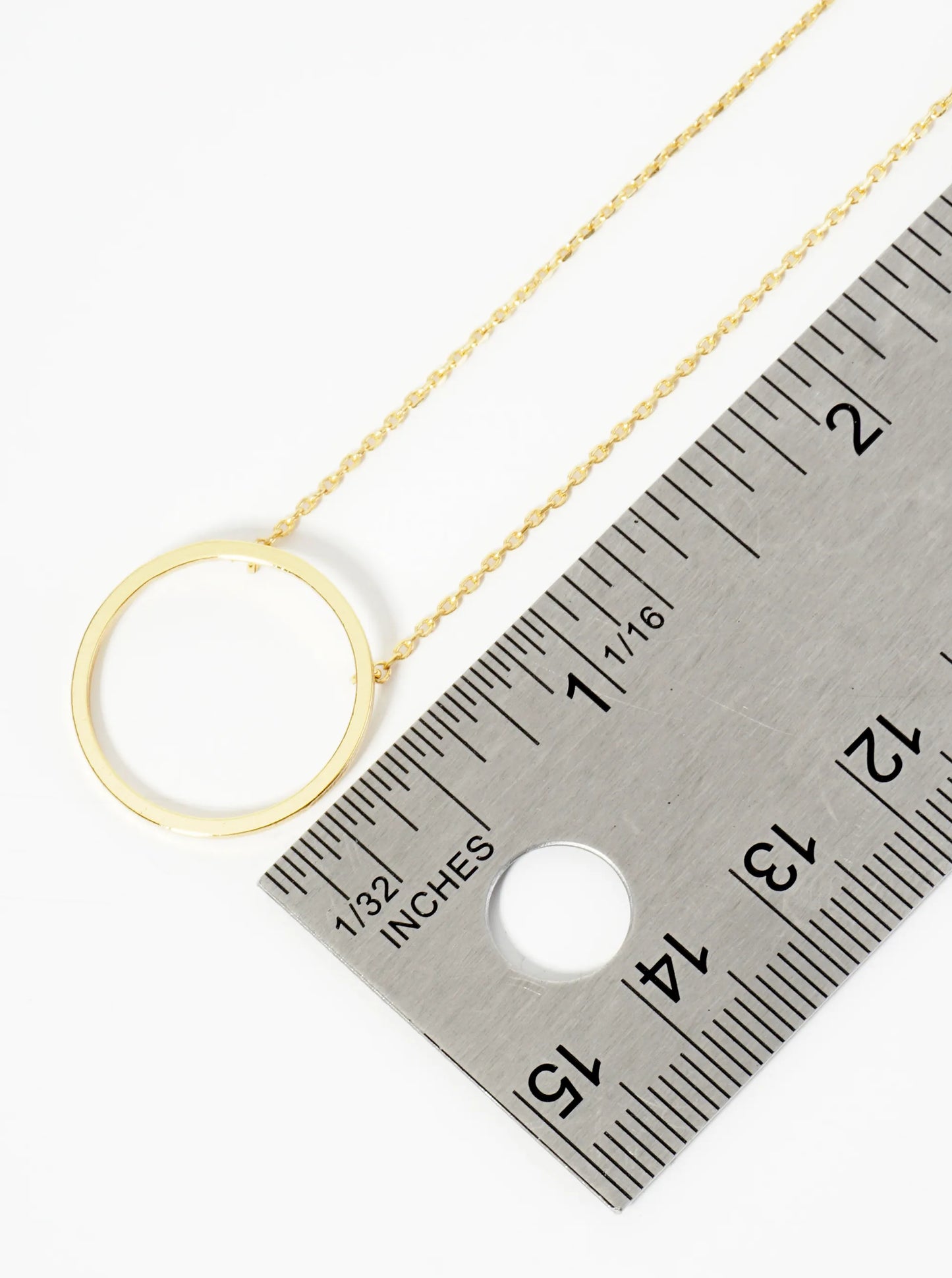18K Gold Dipped 20mm Wire Circle Pendant Necklace