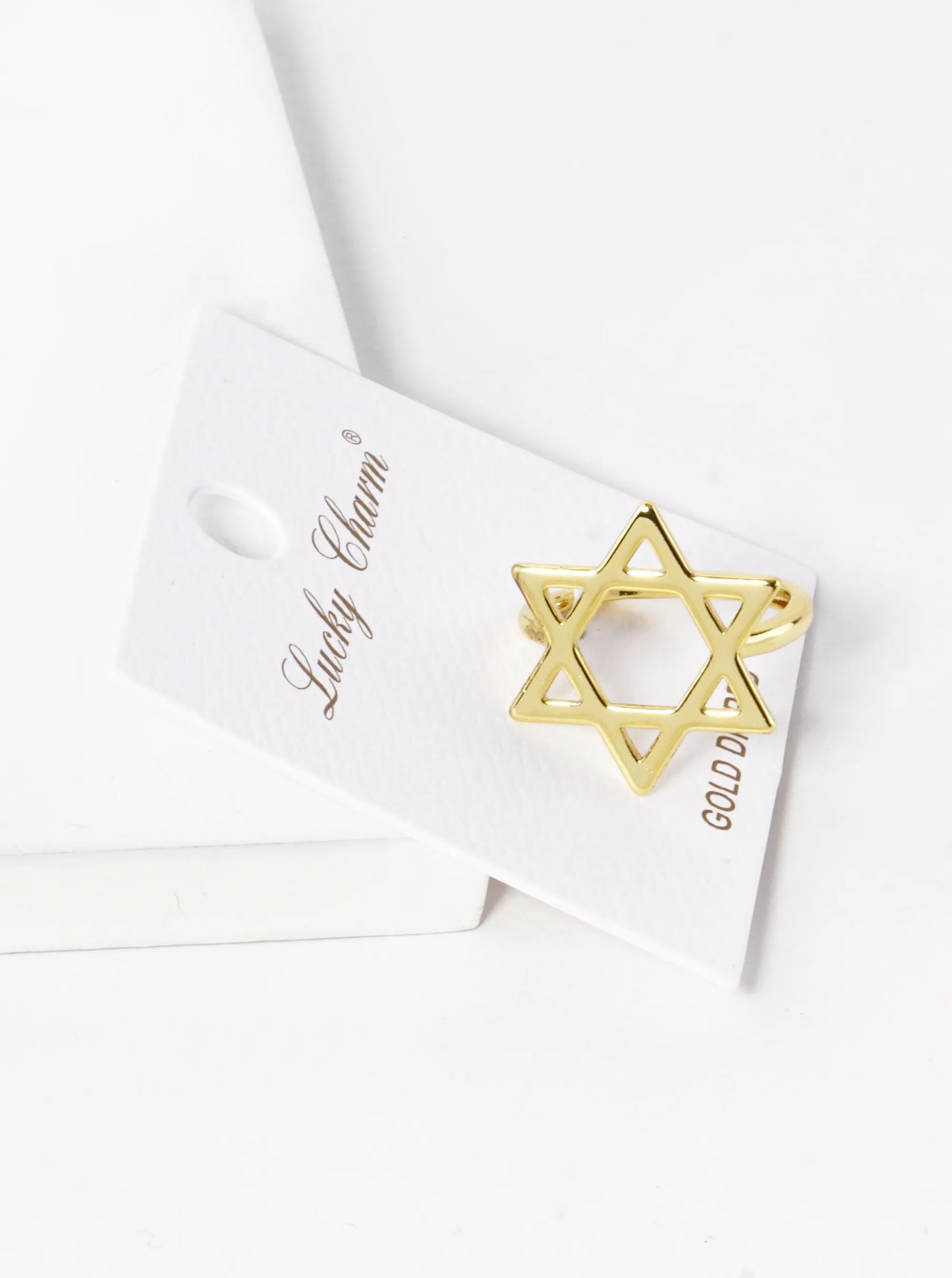 18K Gold Dipped 21mm Star Of David Adjustable Ring