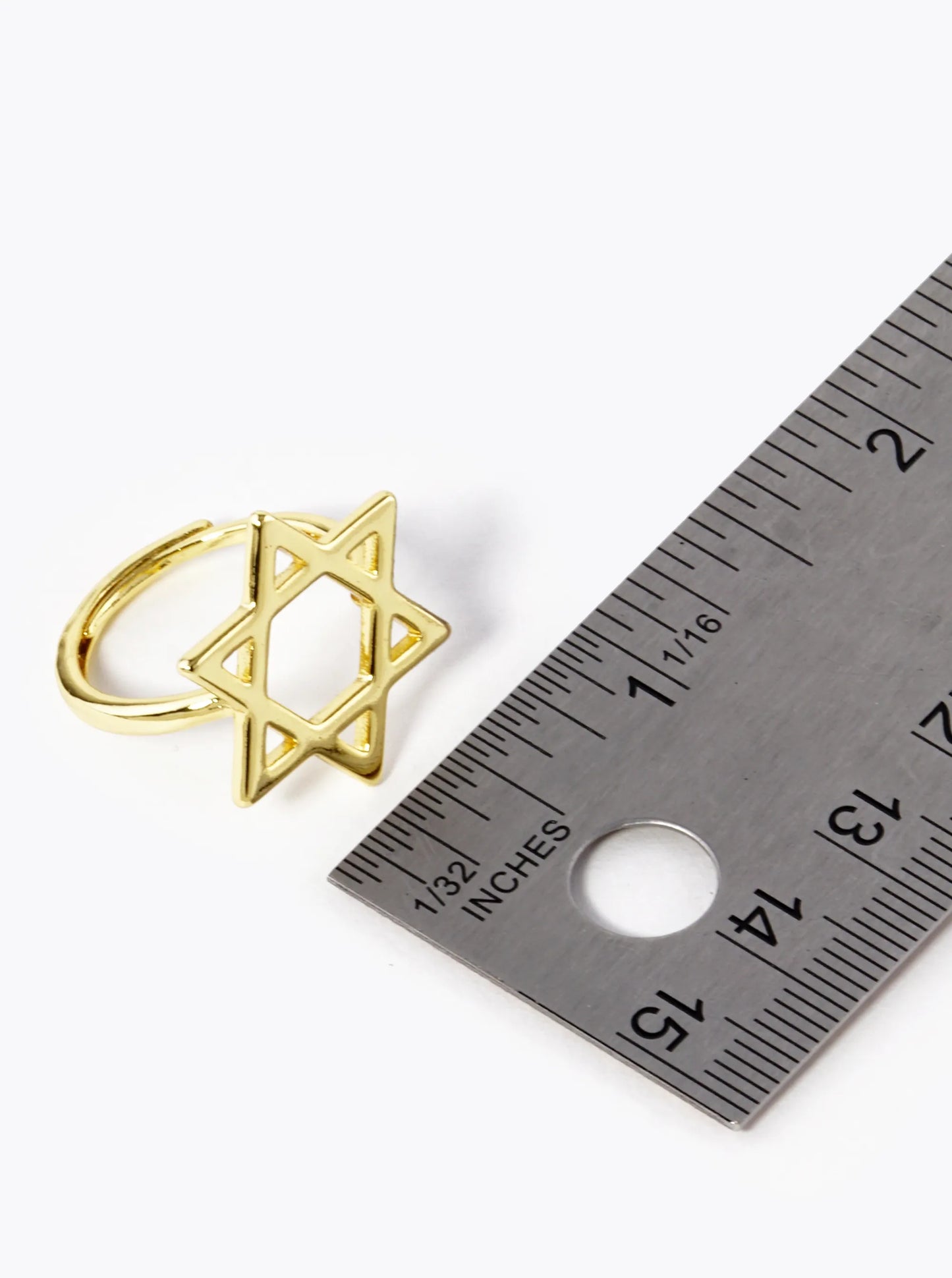 18K Gold Dipped 21mm Star Of David Adjustable Ring