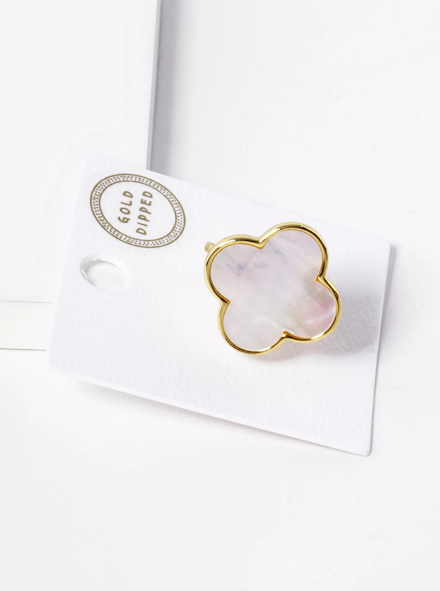 18K Gold Dipped 22mm Semi-Precious Quatrefoil Adjustable Ring