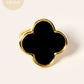 18K Gold Dipped 22mm Semi-Precious Quatrefoil Adjustable Ring