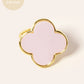 18K Gold Dipped 22mm Semi-Precious Quatrefoil Adjustable Ring