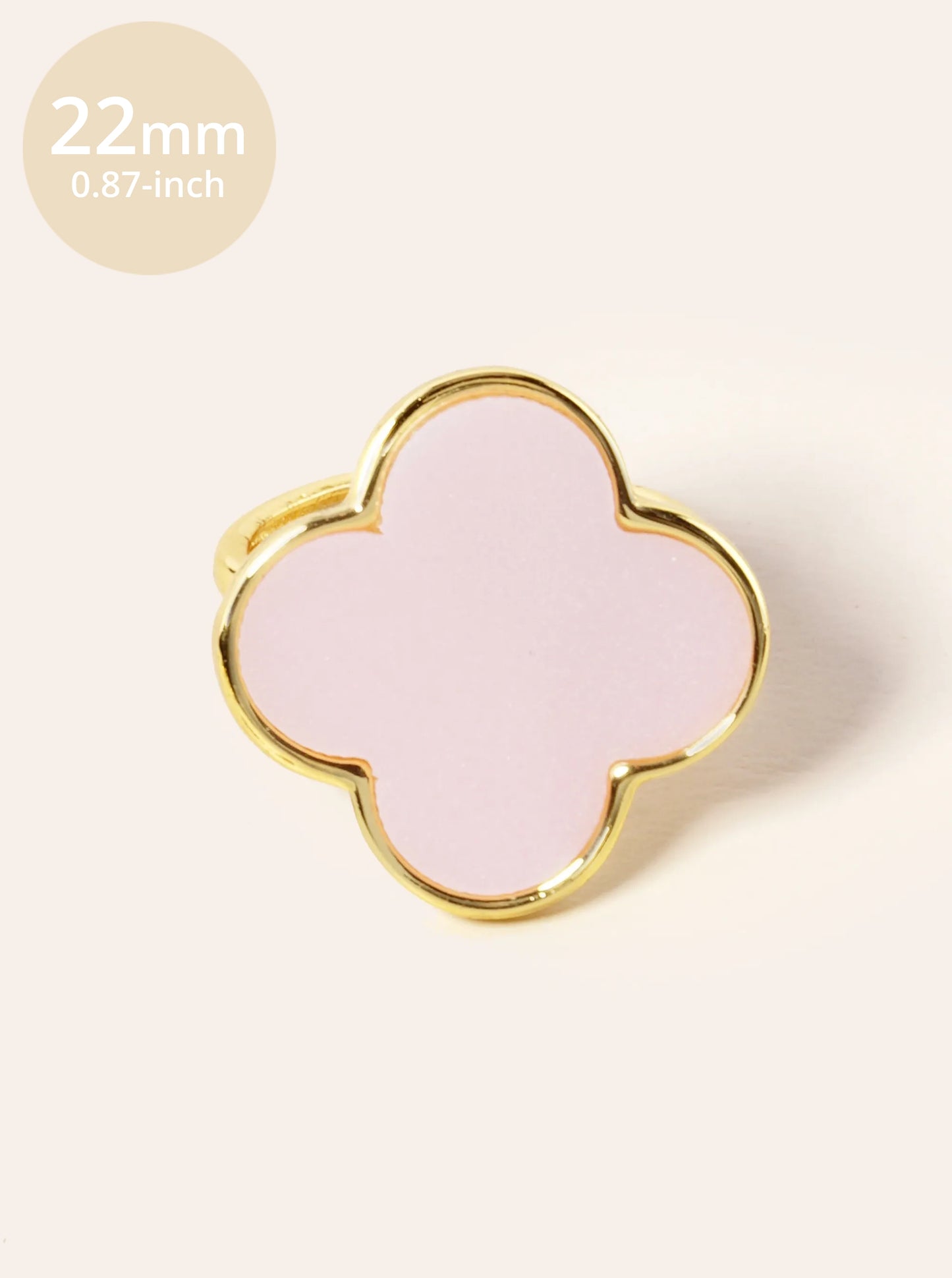 18K Gold Dipped 22mm Semi-Precious Quatrefoil Adjustable Ring