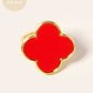 18K Gold Dipped 22mm Semi-Precious Quatrefoil Adjustable Ring