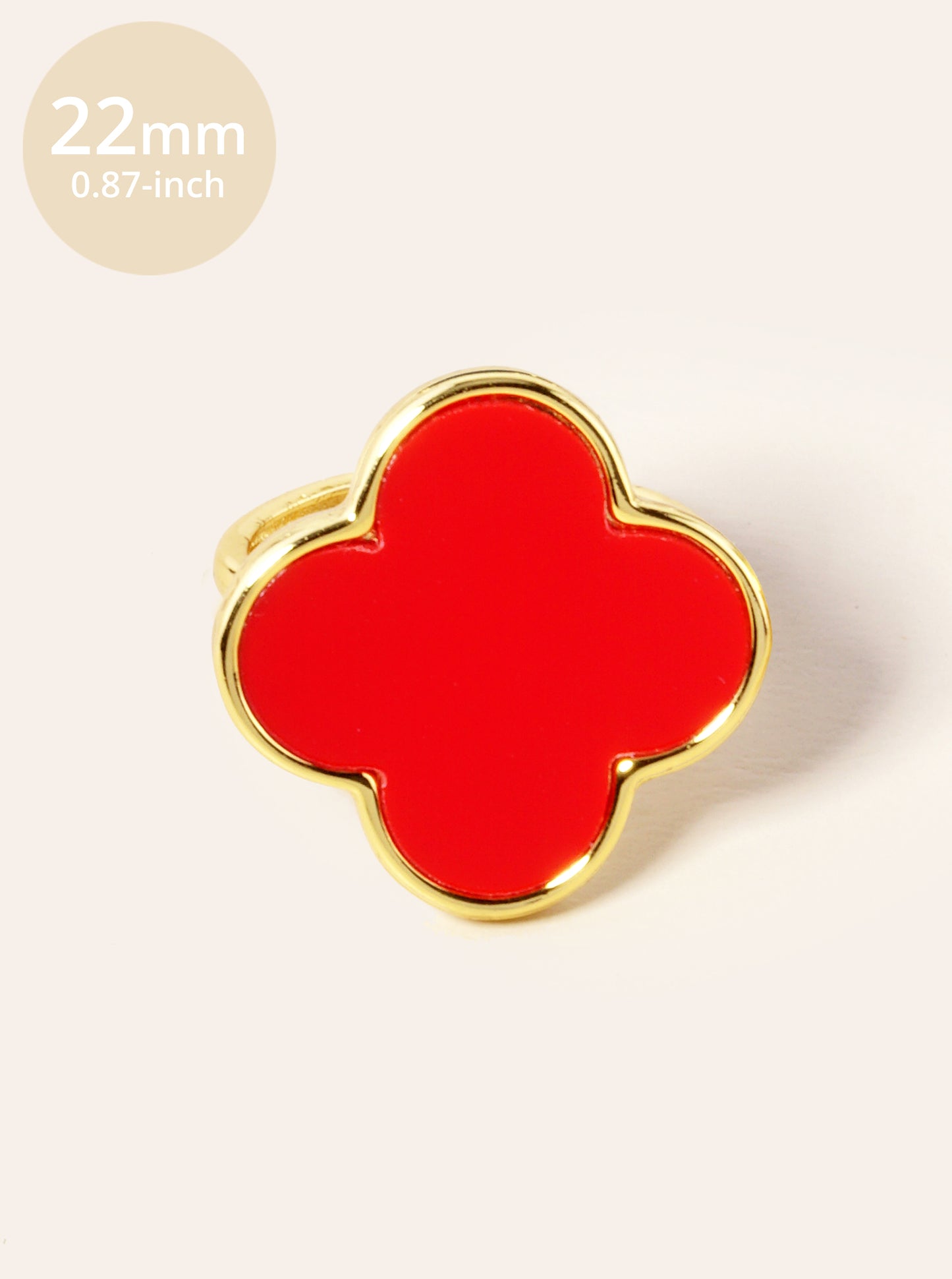 18K Gold Dipped 22mm Semi-Precious Quatrefoil Adjustable Ring