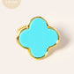 18K Gold Dipped 22mm Semi-Precious Quatrefoil Adjustable Ring