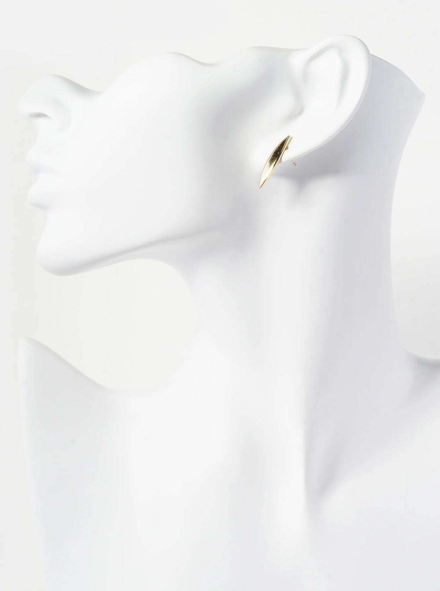 18K Gold Dipped 22mm Tapered Brass Marquise Bar Sterling Silver Post Stud Earrings