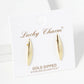 18K Gold Dipped 22mm Tapered Brass Marquise Bar Sterling Silver Post Stud Earrings