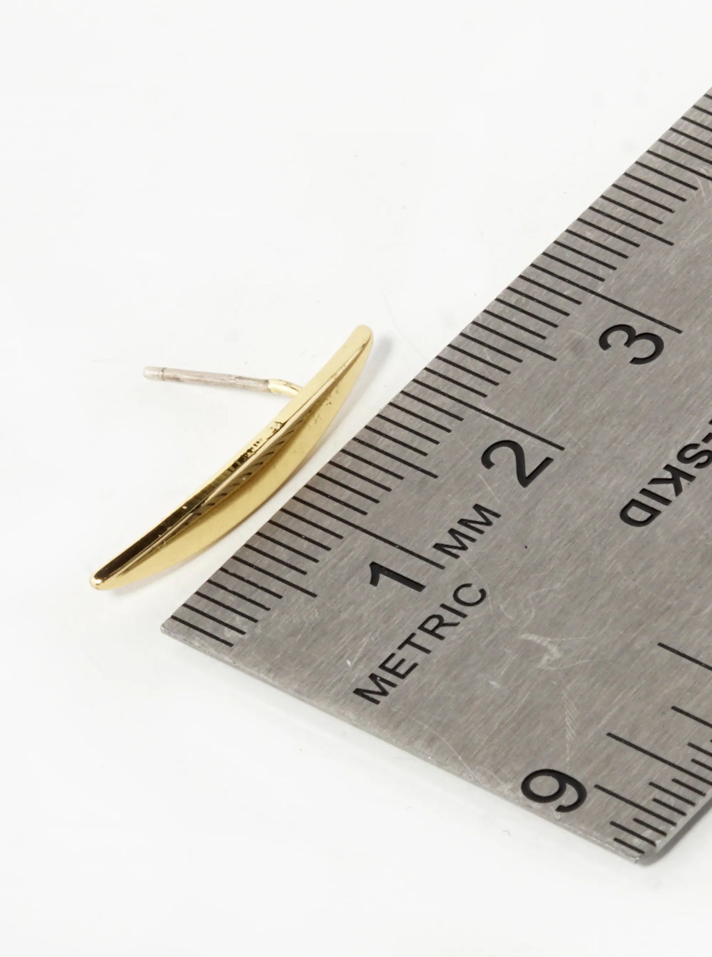 18K Gold Dipped 22mm Tapered Brass Marquise Bar Sterling Silver Post Stud Earrings