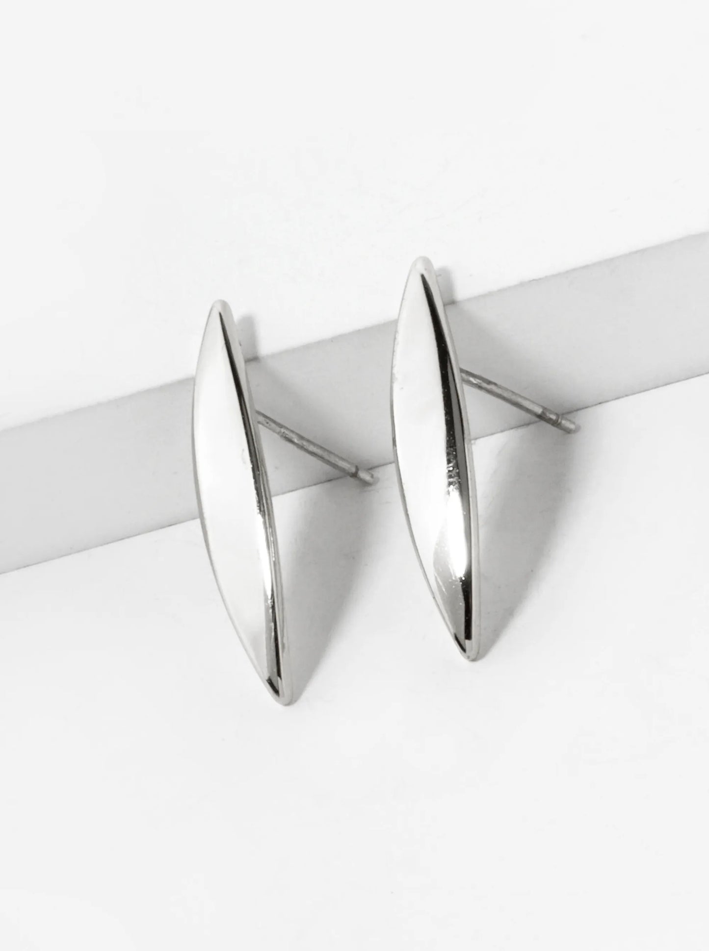 18K Gold Dipped 22mm Tapered Brass Marquise Bar Sterling Silver Post Stud Earrings