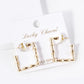 18K Gold Dipped 23mm Bamboo Square Hoop Earrings