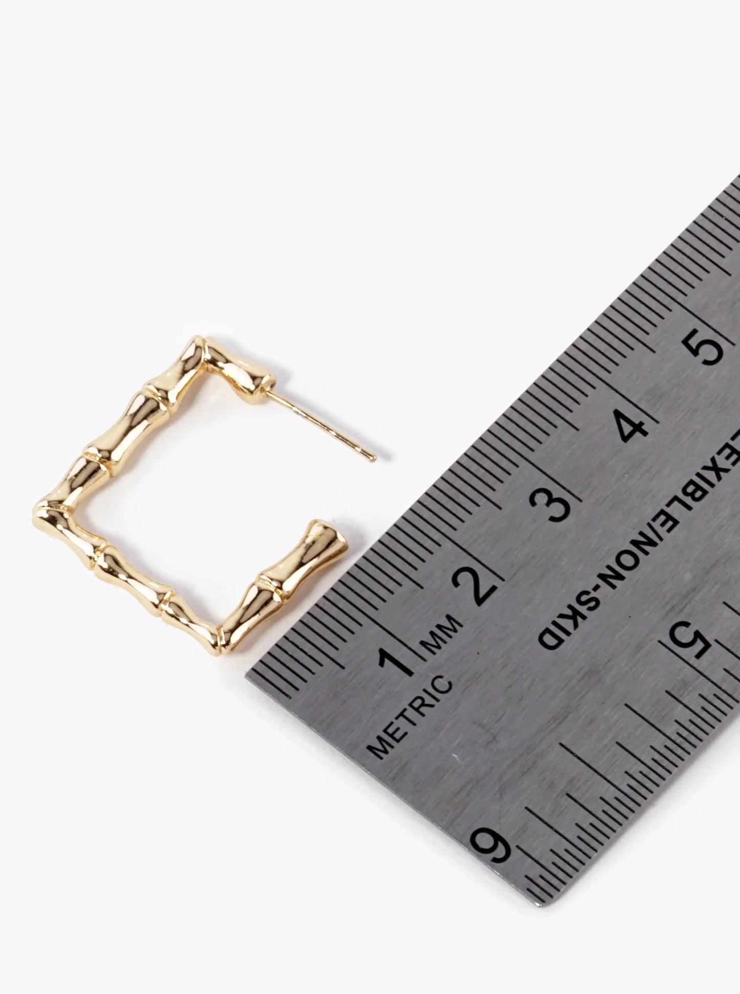 18K Gold Dipped 23mm Bamboo Square Hoop Earrings