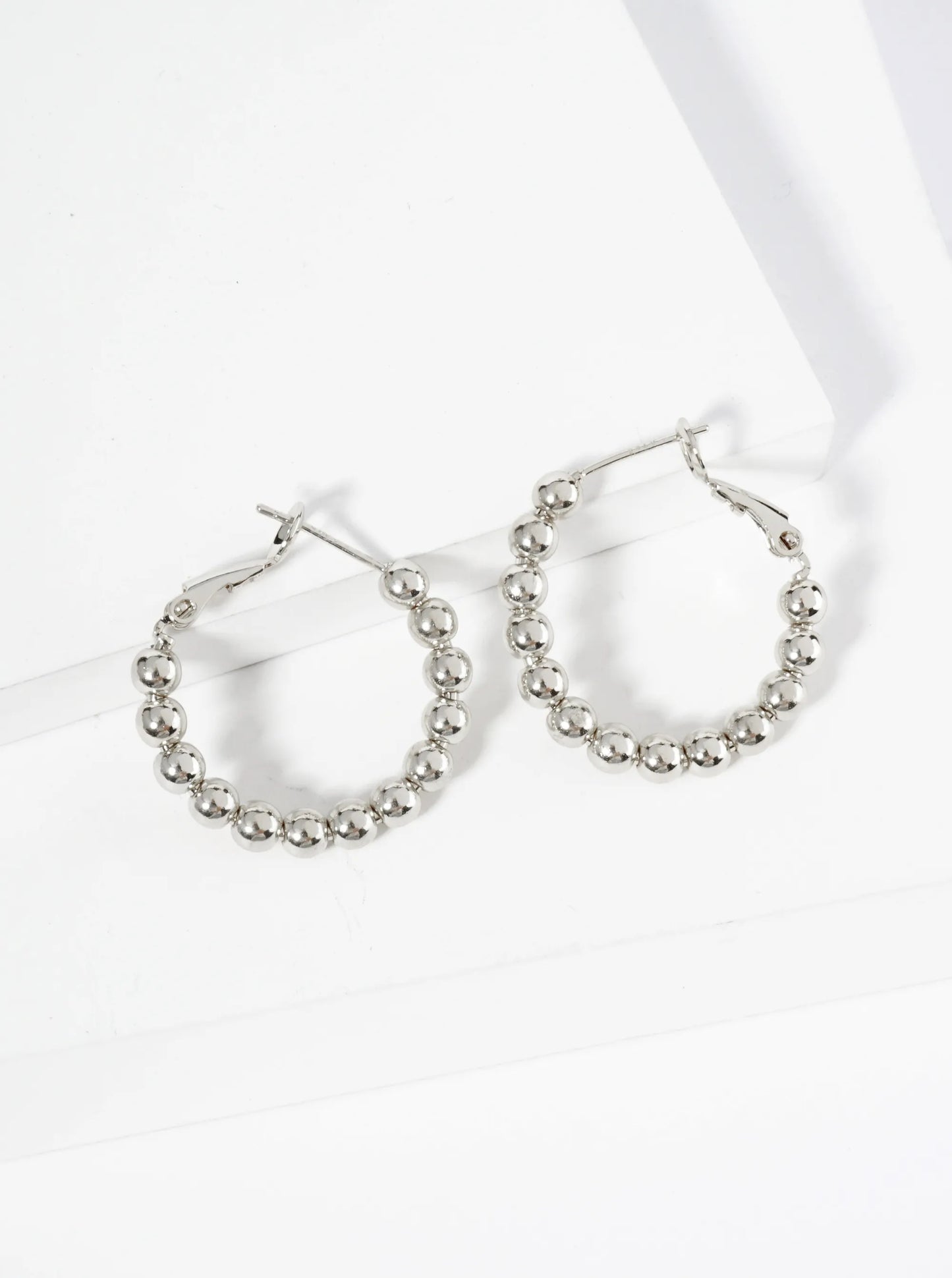 18K Gold Dipped 25mm Brass Ball Beaded Hoop Earrings With Latch Back Closure