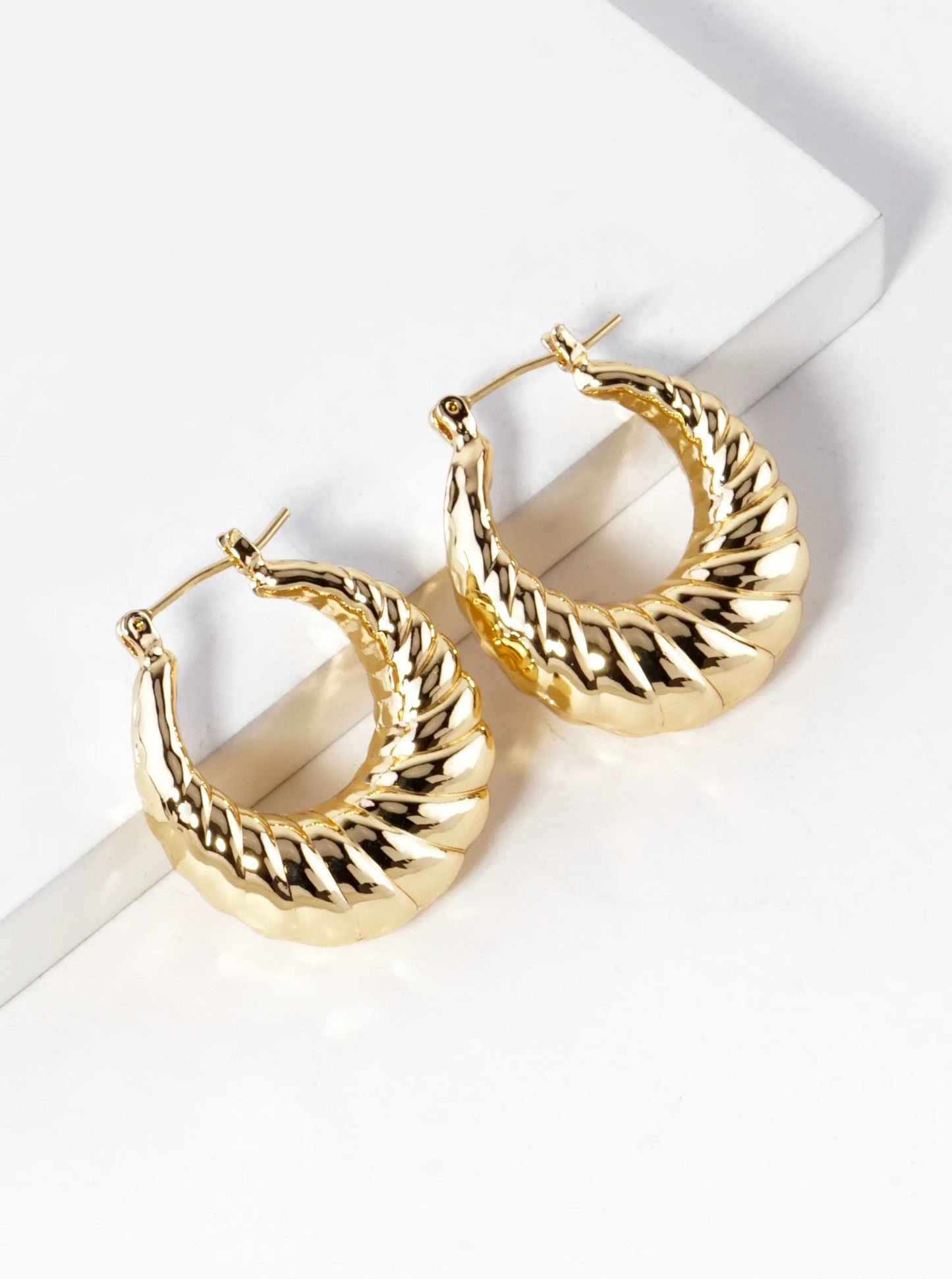 18K Gold Dipped 25mm Croissant Hoop Earrings