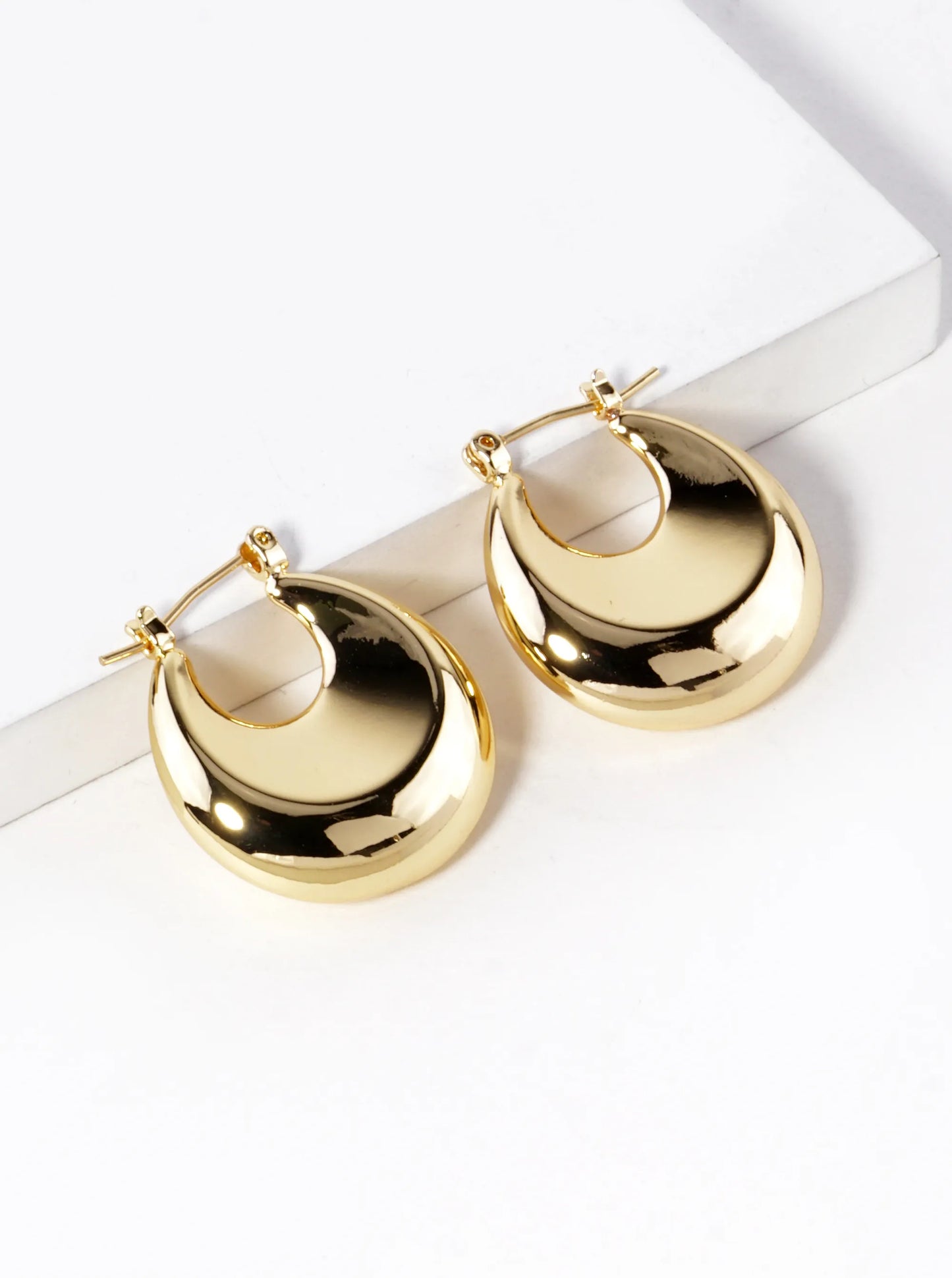 18K Gold Dipped 25mm Hollow Puffy Hoop Earrings