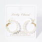 18K Gold Dipped 25mm Pearl Beaded Hoop Earrings With Latch Back Closure