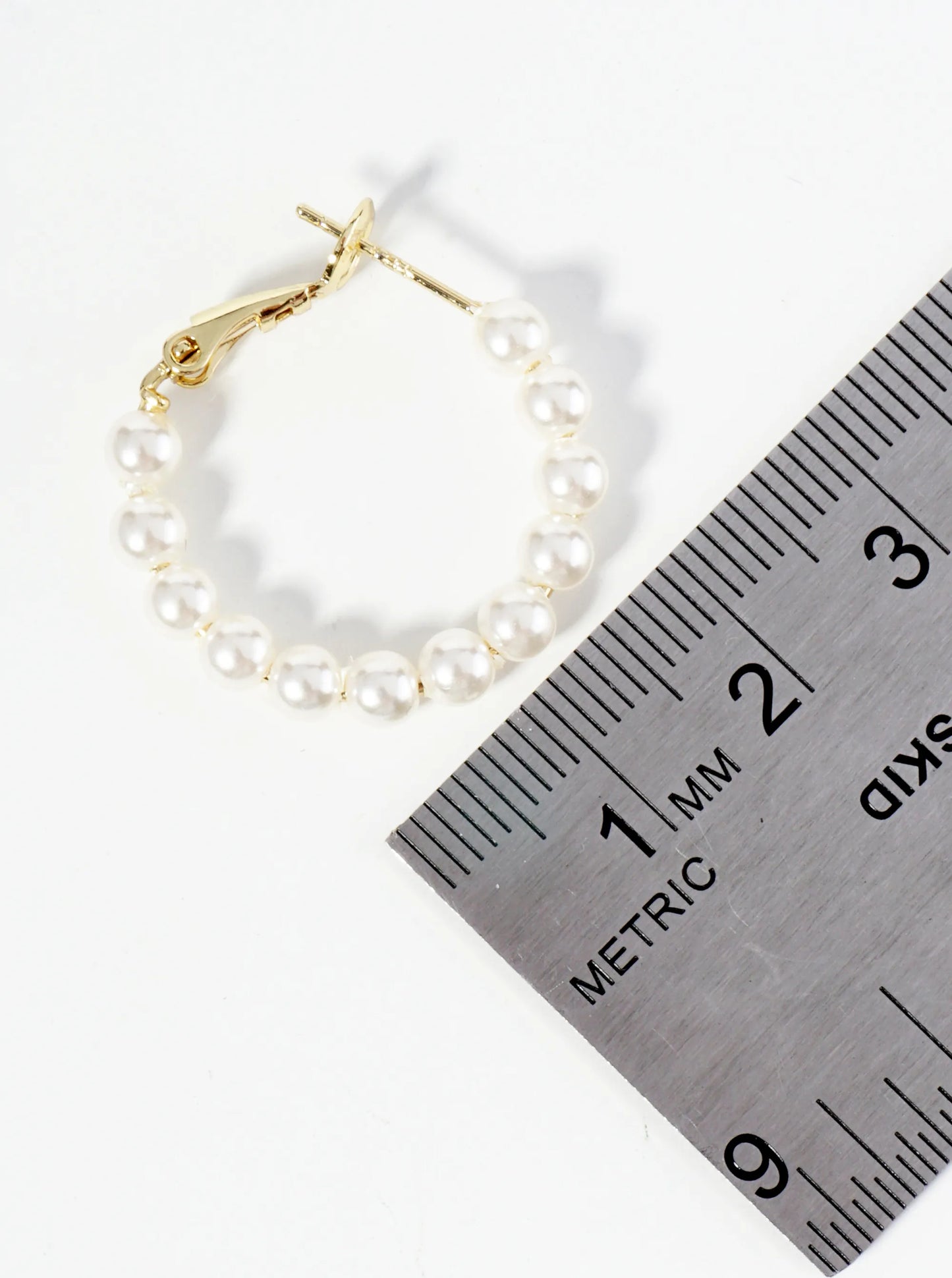 18K Gold Dipped 25mm Pearl Beaded Hoop Earrings With Latch Back Closure