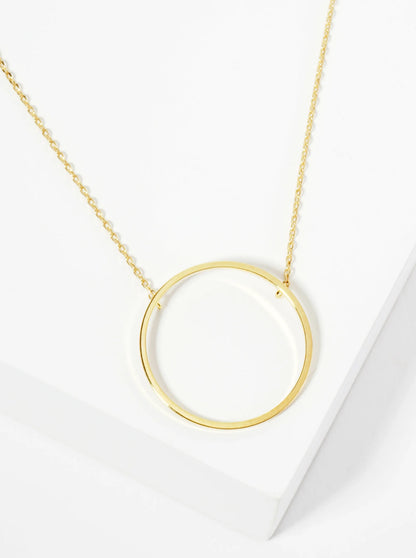 18K Gold Dipped 25mm Wire Circle Pendant Necklace
