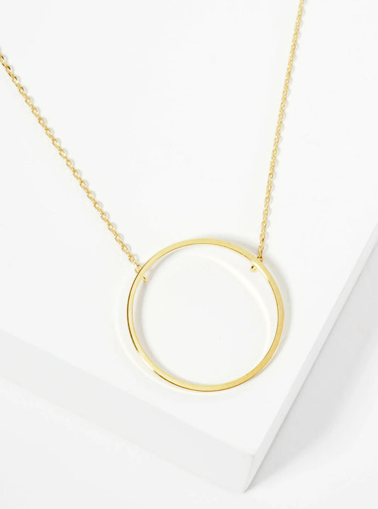 18K Gold Dipped 25mm Wire Circle Pendant Necklace