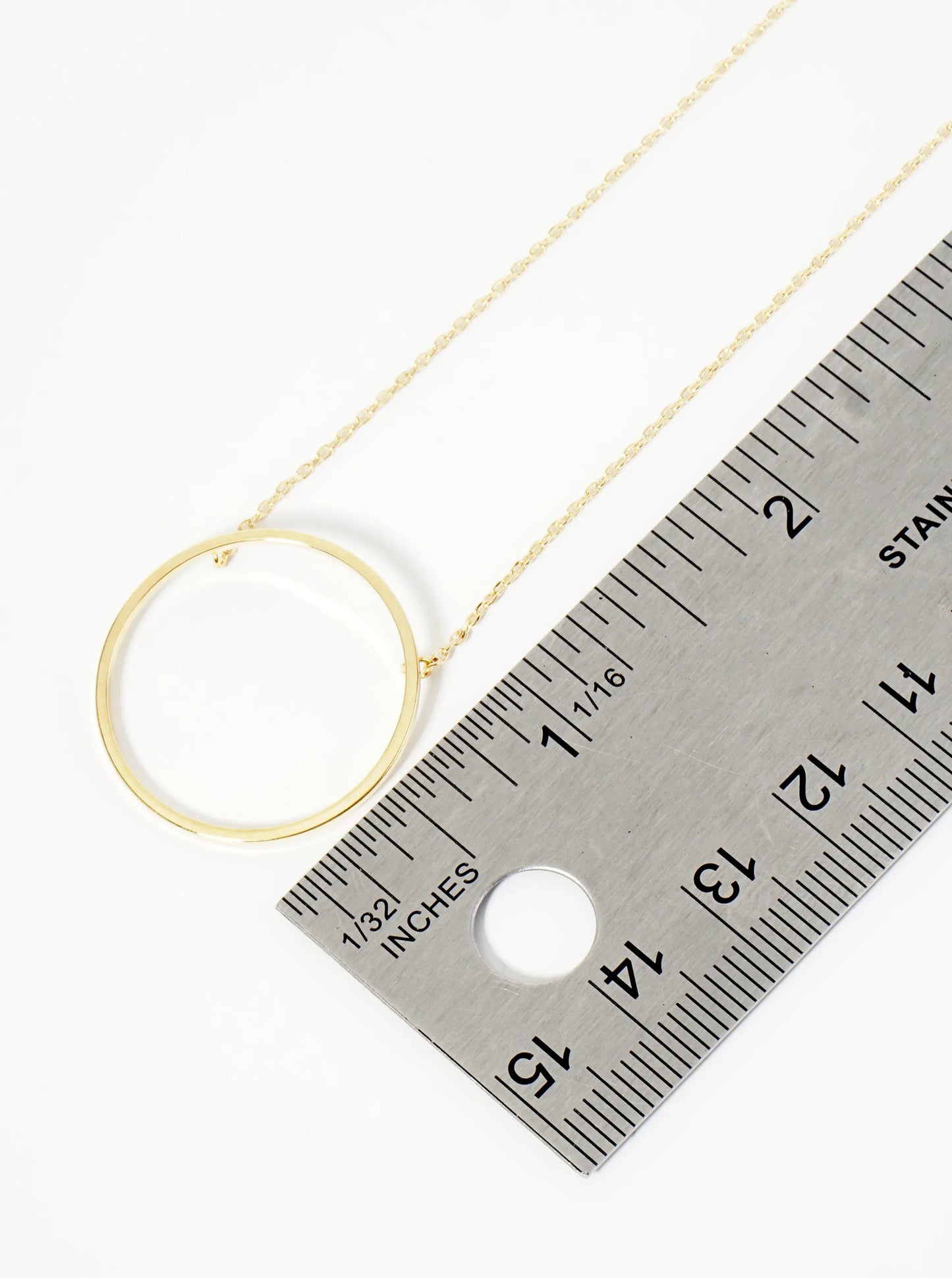 18K Gold Dipped 25mm Wire Circle Pendant Necklace