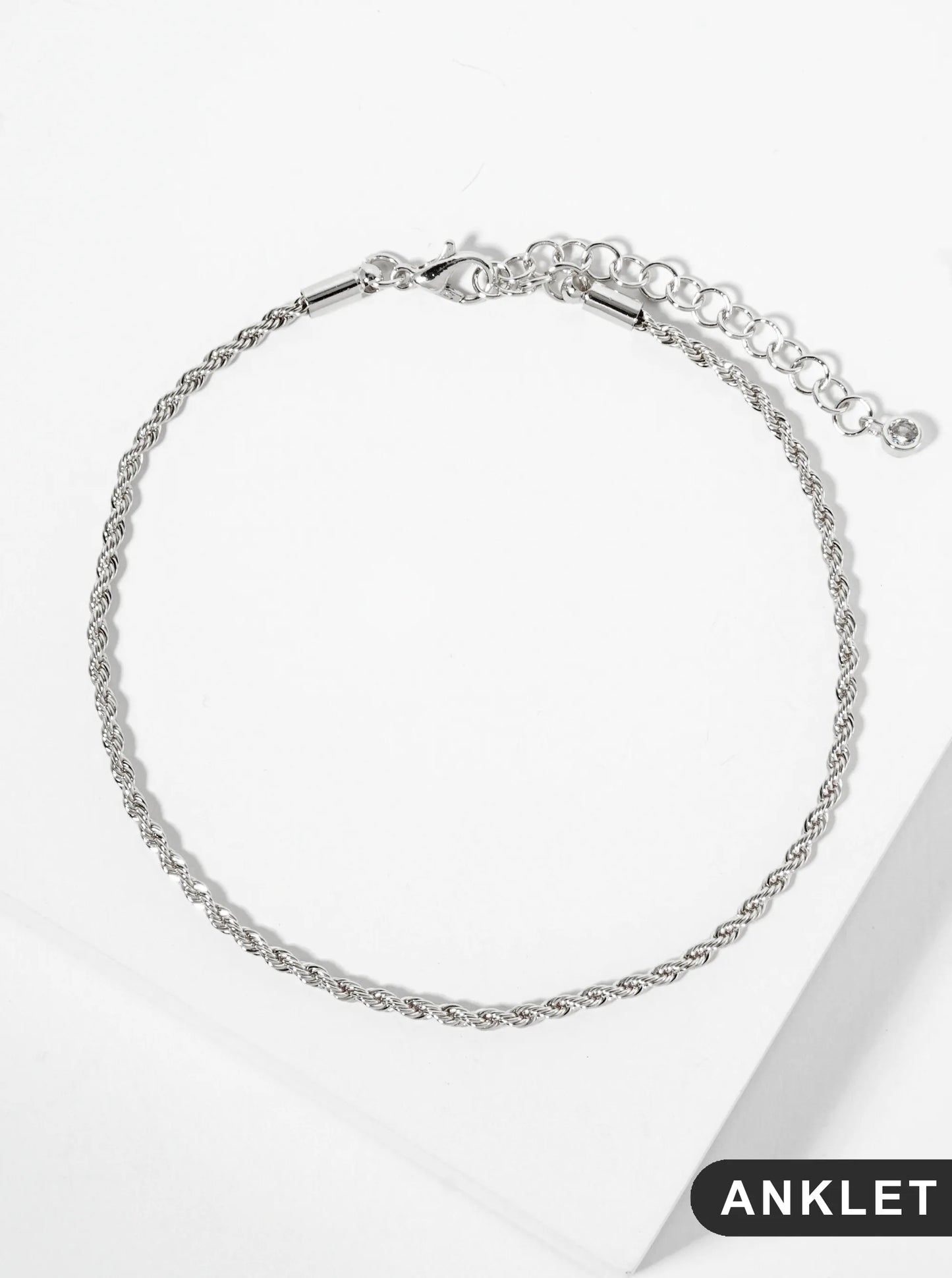 18K Gold Dipped 2mm Textured Brass Rope Chain Anklet