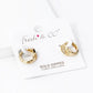 18K Gold Dipped 3 Line Cubic Zirconia 12mm Huggie Hoop Earrings