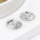 18K Gold Dipped 3 Line Cubic Zirconia 12mm Huggie Hoop Earrings