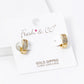 18K Gold Dipped 3 Line Micro Pave Set Cubic Zirconia 10mm Huggie Hoop Earrings