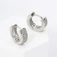 18K Gold Dipped 3 Line Micro Pave Set Cubic Zirconia 10mm Huggie Hoop Earrings