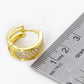 18K Gold Dipped 3 Line Micro Pave Set Cubic Zirconia 17mm Hoop Earrings