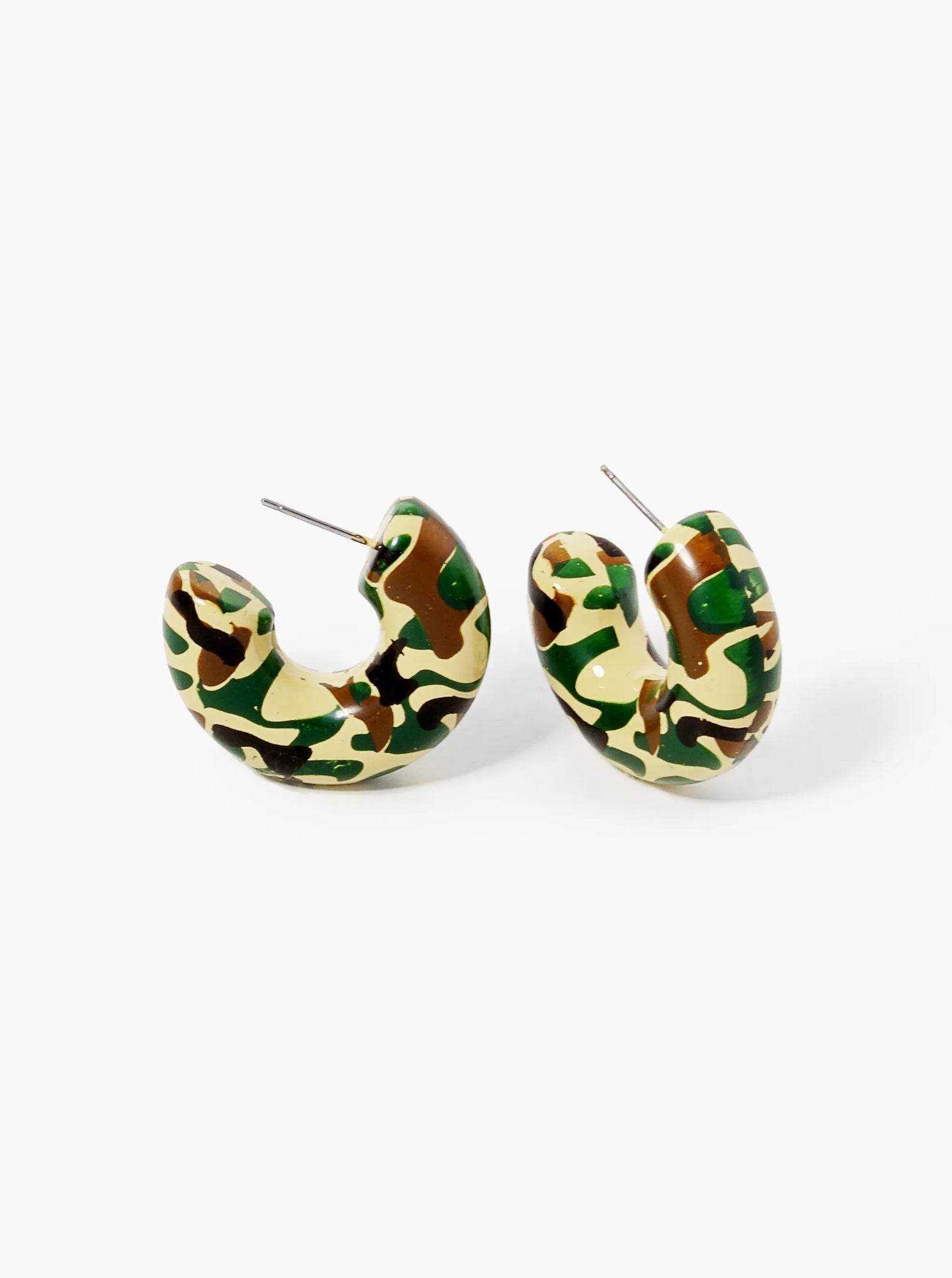 18K Gold Dipped 30mm Hollow Camouflage Hoop Earrings