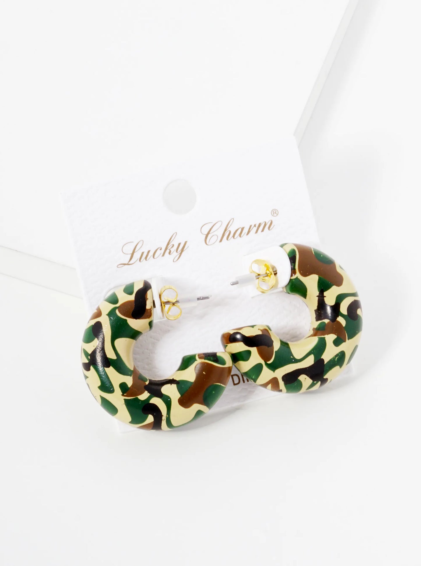 18K Gold Dipped 30mm Hollow Camouflage Hoop Earrings