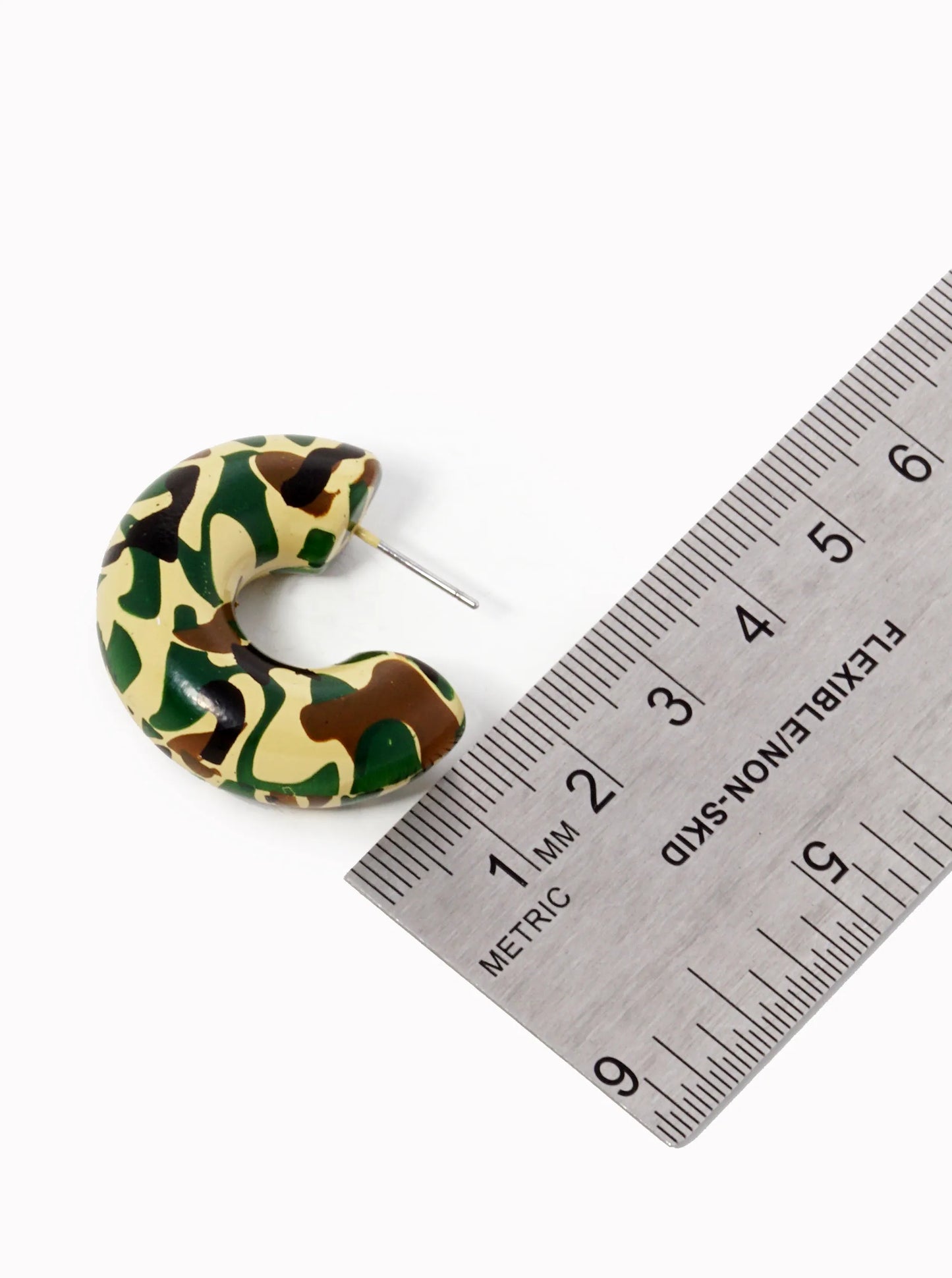 18K Gold Dipped 30mm Hollow Camouflage Hoop Earrings