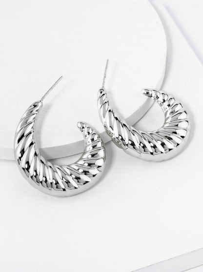 18K Gold Dipped 30mm Hollow Croissant Hoop Earrings